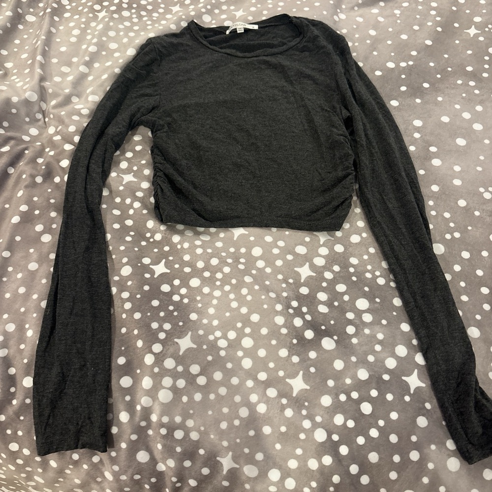 Women's Long Sleeve Gray Crop Top